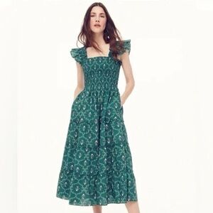 Hill House Ellie Nap Dress - Emerald Trellis